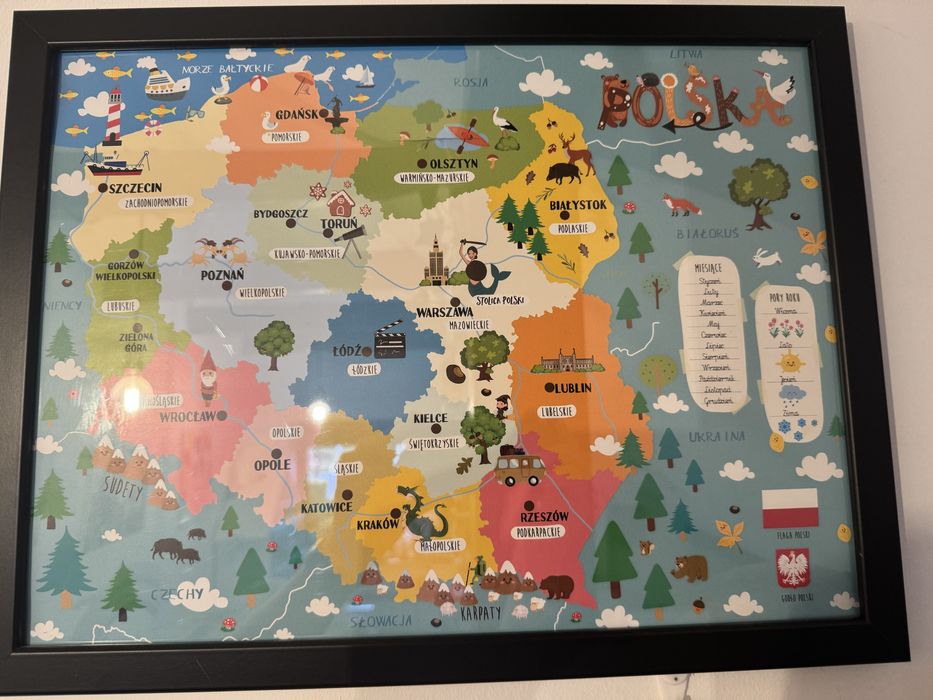 Obraz plakat pokój dziecięcy mapa Polski