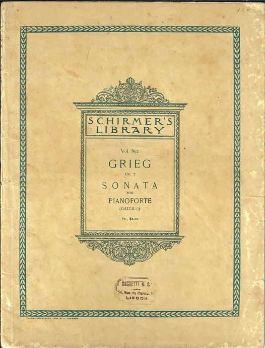 Grieg - Sonata para piano op.7 - Ed Schrimer's - Ano 1906 (Partitura)