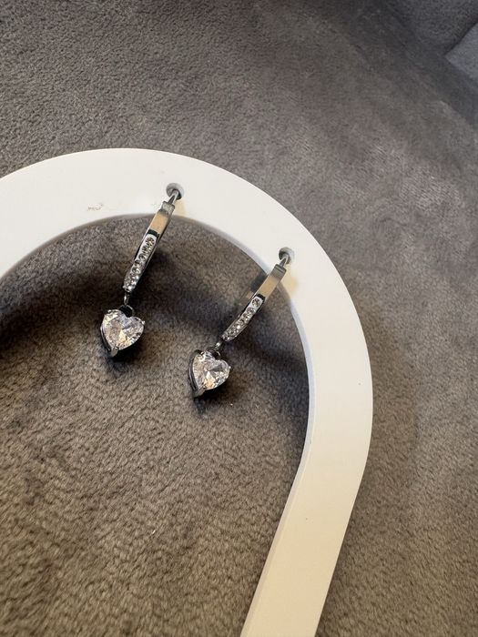 Kolczyki wiszace diament stal chirurgiczna