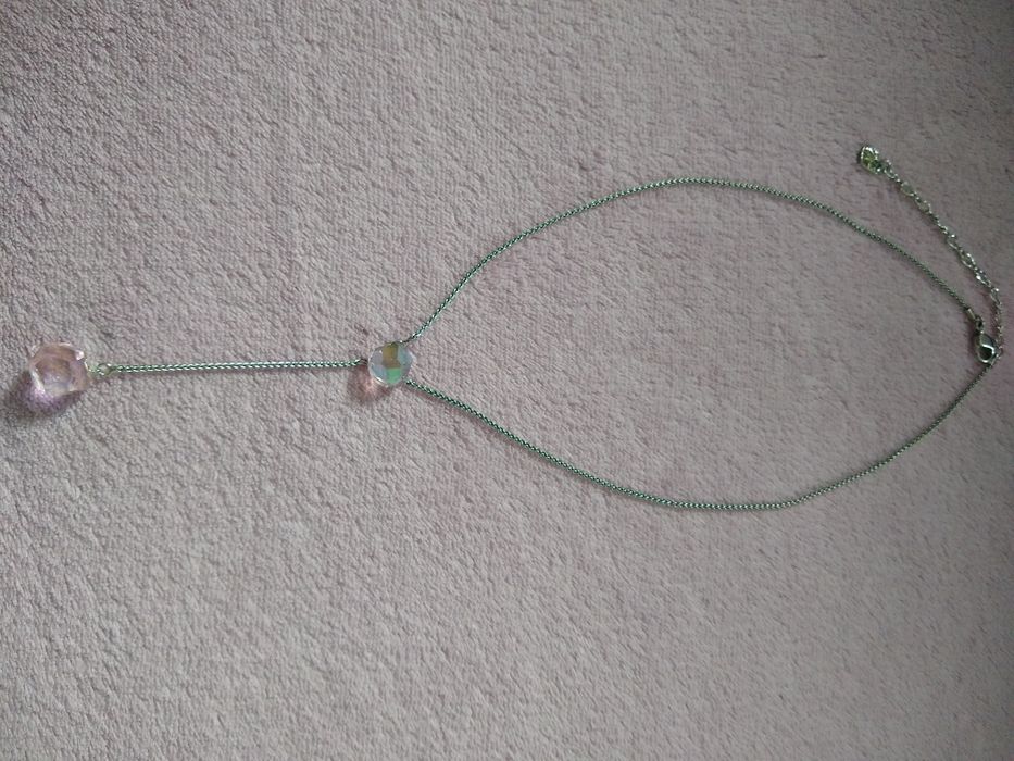 Swarovski naszyjnik srebrny z różowymi kryształami