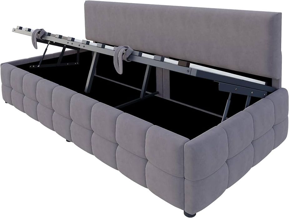 Łóżko tapicerowane 90x200 cm ze schowkiem hydraulicznym