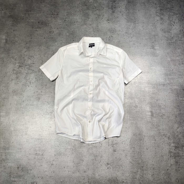 MĘSKA Elegancka Koszula Krótki Rękaw Biała Emporio Armani Jeans Haft