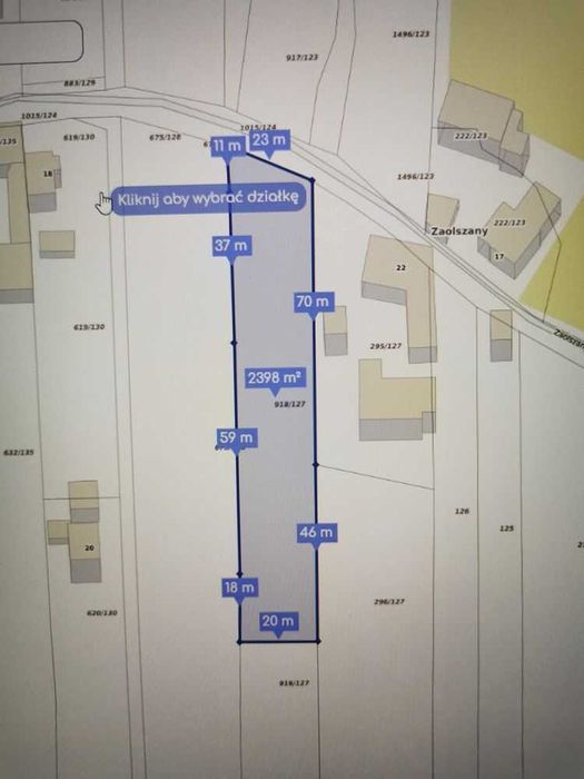 Pyskowice działka 2 398 m2