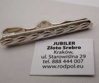 Srebrna krótka spinka do krawata