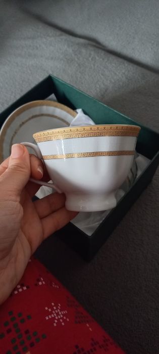 Komplet do kawy herbaty, filiżanki z talerzykiem, porcelana