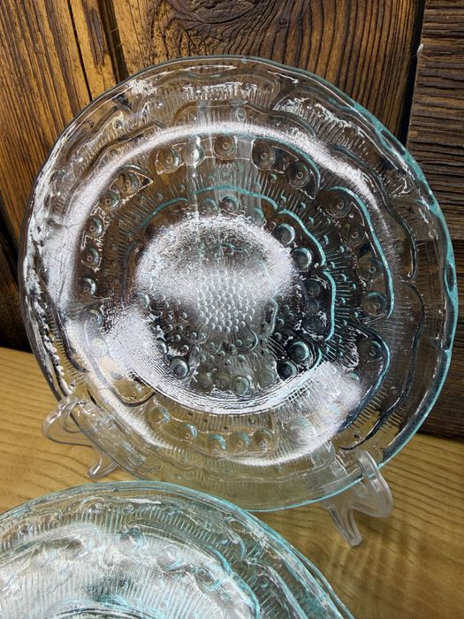 Zestaw talerzyków deserowych Flora Ząbkowice turkusowe PRL  K788