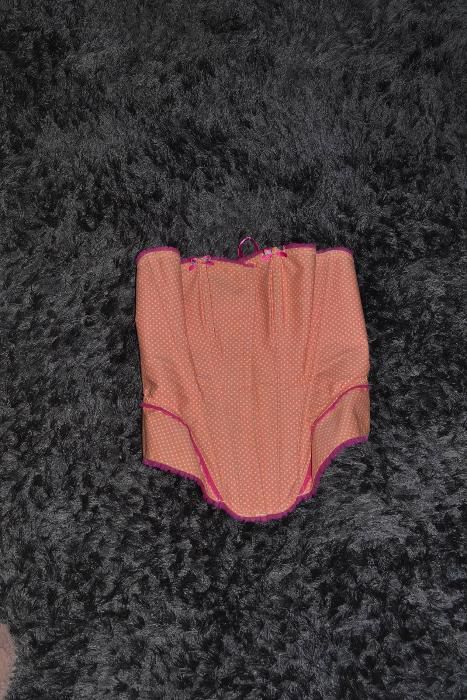 Gorset kropki grochy XS S M 34 36 38 pomarańcz róż pin up