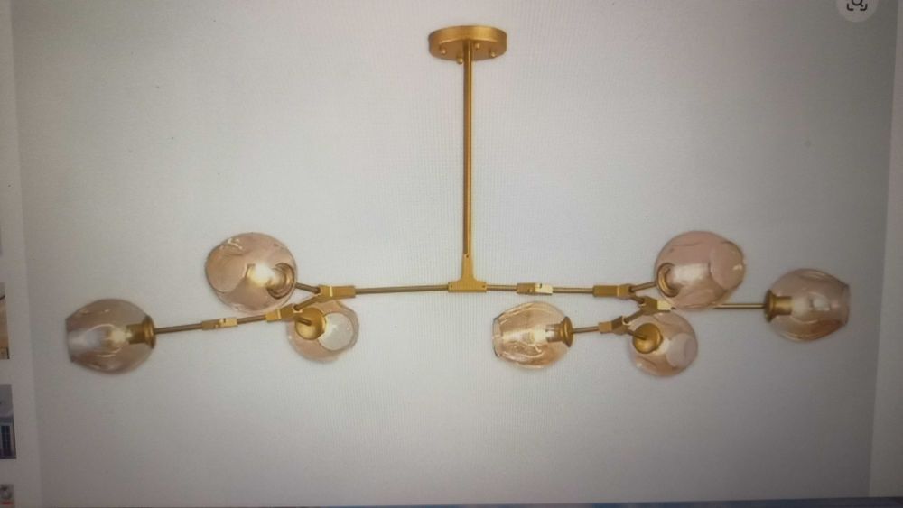 Żyrandol złoty molekularny Loft glamour  8 i 6 ramienny