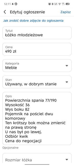 Łóżko dla dziewczynki młodzieżowe