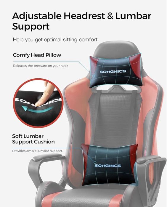 Krzesło biurowe gamingowe regulowane czarne czerwone