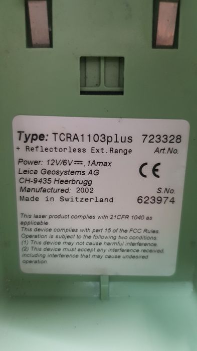 Leica TCRA 1103 plus, RCS1100