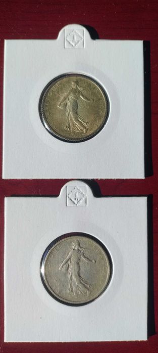 Monety 1 Frank Francja "Siewczyni" 2 szt.Ag