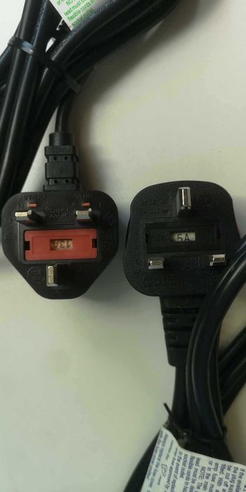 NOWE 2x Powercord UK Kabel zasilający wtyczka brytyjska bezpiecznik PC