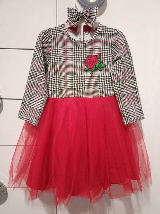 Elegancka tiulowa sukienka na urodziny, ślub - rozmiar 92-98