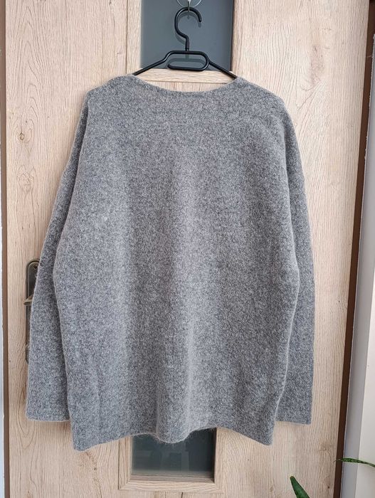 Wełniany szary kardigan M HM premium mohair blend