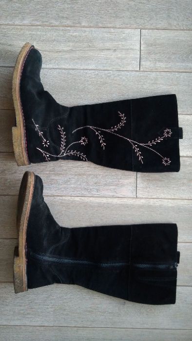 Kozaki skóra zamsz czarne CLARKS 38 szyte