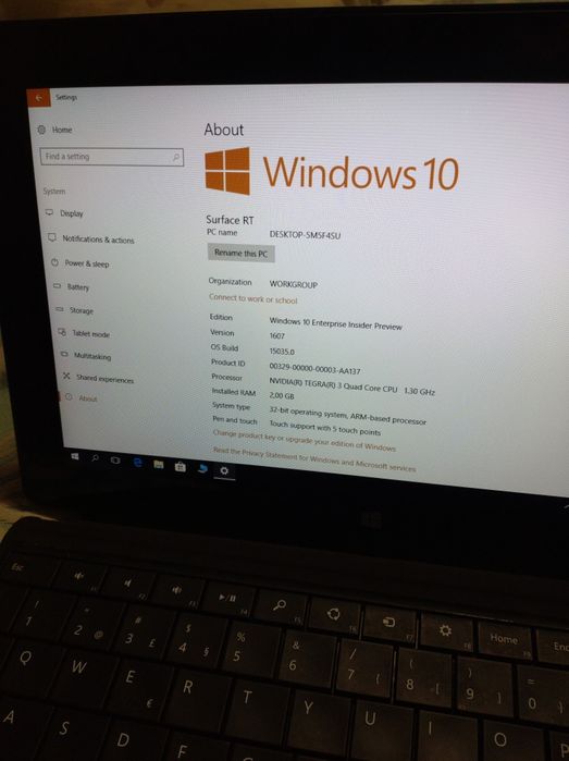 Surface RT com Windows 10 mobile. Office completo. Ecrã Touch