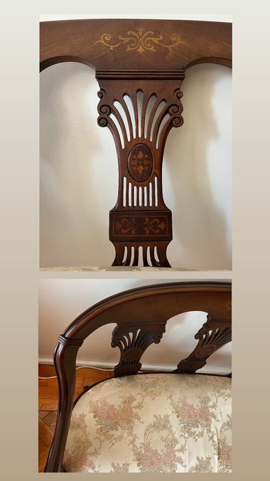 Conjunto de sofá e cadeiras antigas