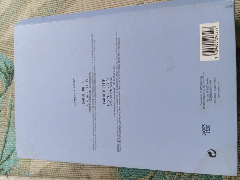 Mugler angel alien ozdobne pudełko plus butelka po uzupełnieniu alien