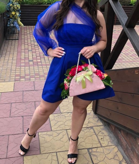 Сукня синя с шифоном. Розмір С-М