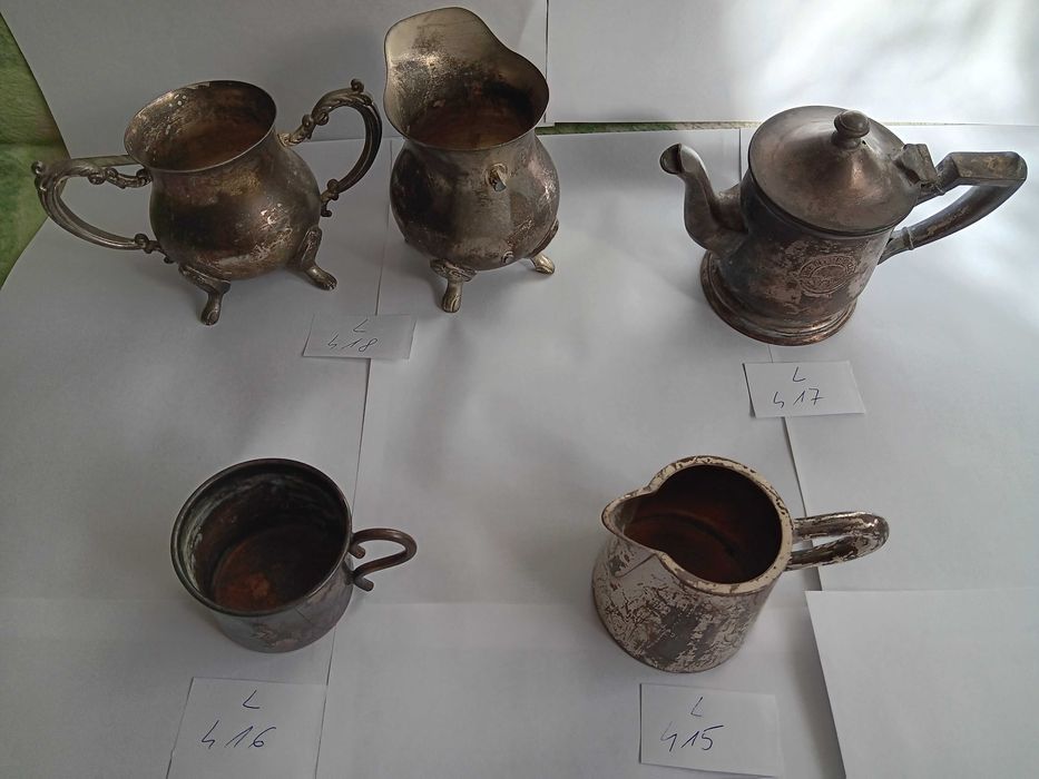 z L417, czajniczek dzbanek imbryk  plater Internat Silver pocz. XX w