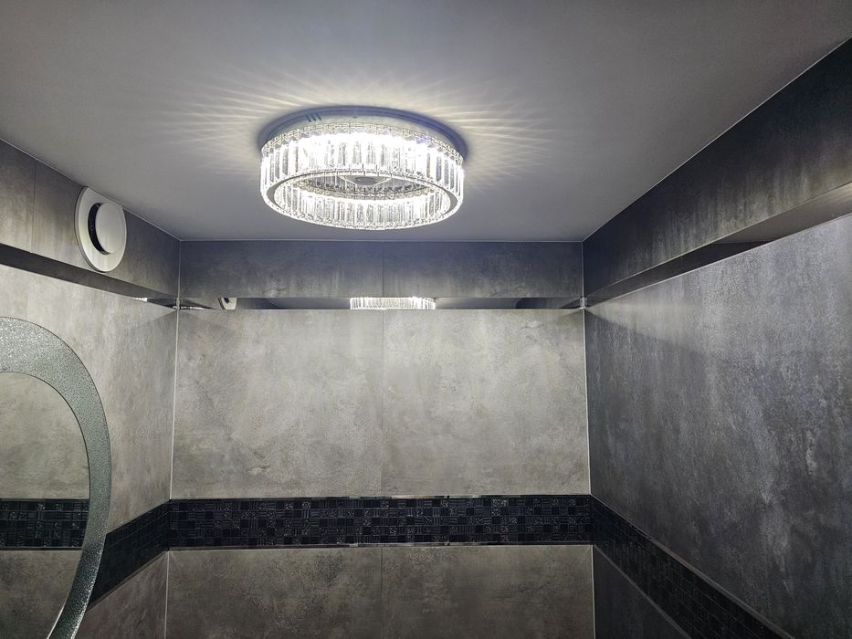 Kryształowy żyrandol LED plafon 40 cm srebrny