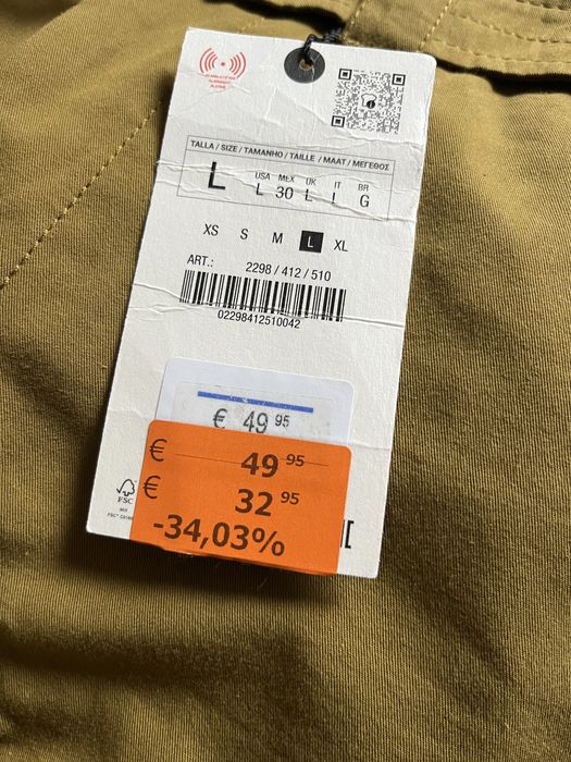 Штани (брюки) Zara, колір хакі, L