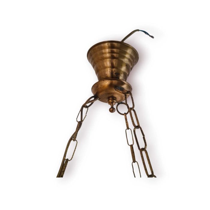 Candeeiro Teto Estilo Petróleo – 3 braços Louça de Viana pintada à mão