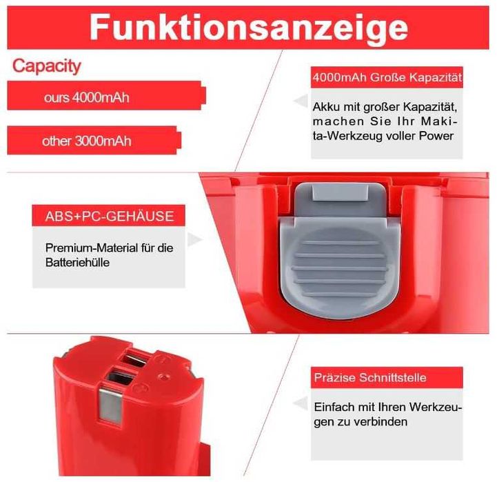 Bateria do Makita 9.6V 4.0 Ah Ni-MH VANTTECH