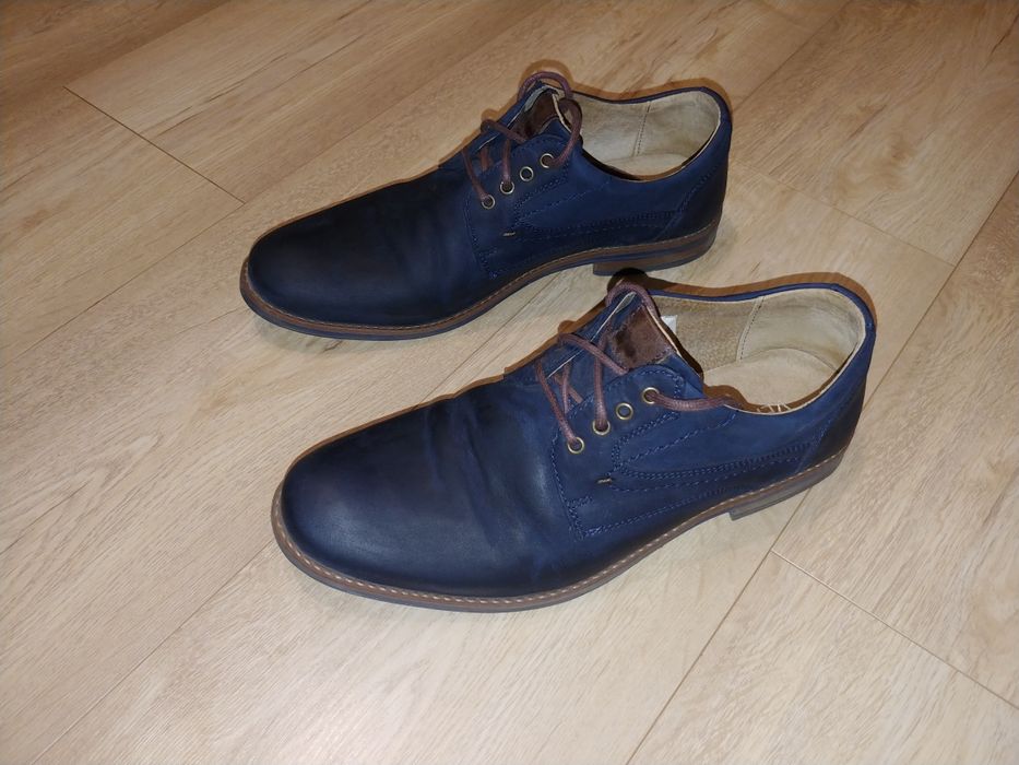 Buty skórzane męskie Venezia Jum Blue rozmiar 42 nubuk granatowe IDEAL