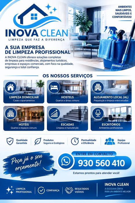 Serviços de Limpeza Profissional: Casas, Escadas, Pós-Obra e AL | Orçamentos Grátis