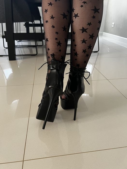 Wysokie 16,5cm szpilki sandałki czarne skóra ekologiczna rozmiar 39