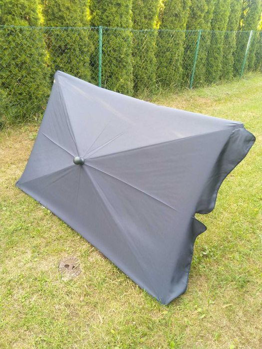 NAJTANIEJ Parasol Ogrodowy Prostokątny Regulowana Wysokość Na Balkon Taras 120 x 180 Łamany Kąt