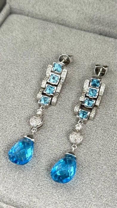 Набір з топазами та діамантами  Біле золото