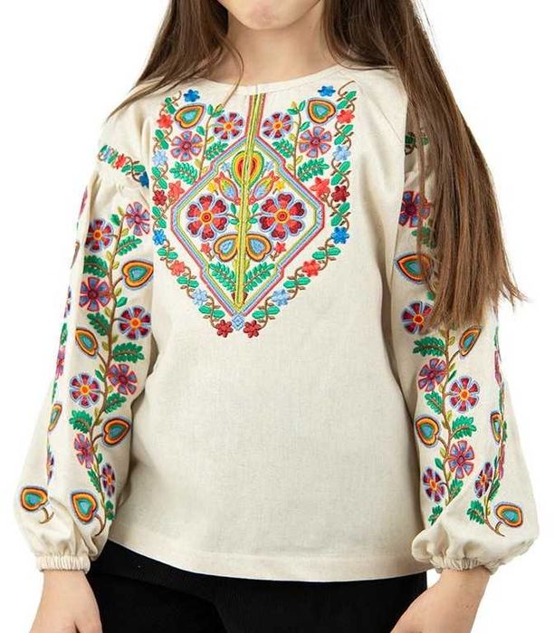 Дитяча вишиванка для дівчинки українська вишита блуза лляна