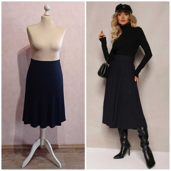 Трикотажная черная гофрированная юбка,  Esprit (Германия).