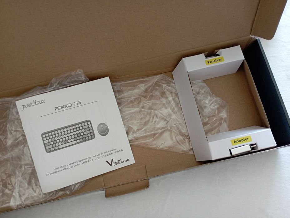 Teclado + rato sem fios (com recetor USB e adaptador)