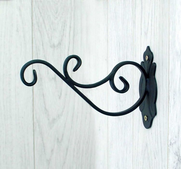 Wieszak Hak Uchwyt metalowy kuty na doniczkę - Czarny RAL 9005 (W72)