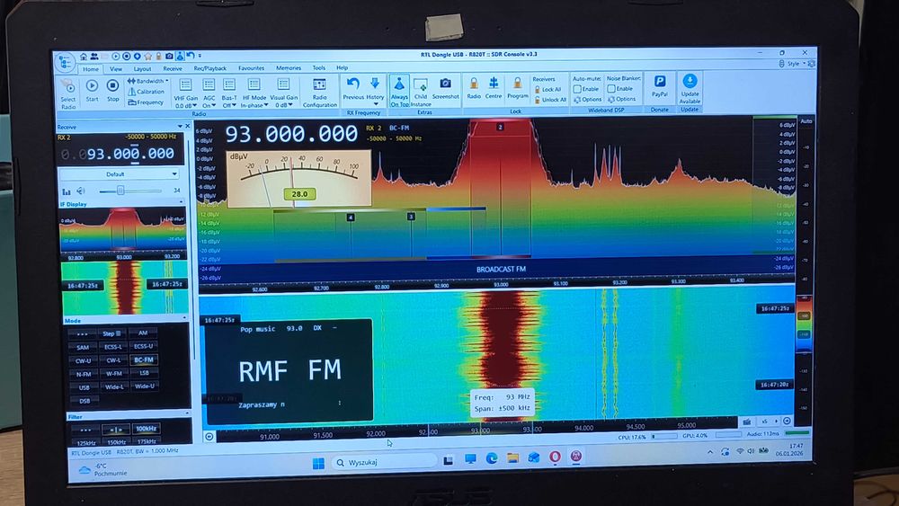 SDR RTL Tuner USB skaner DVB-T szerokopasmowy