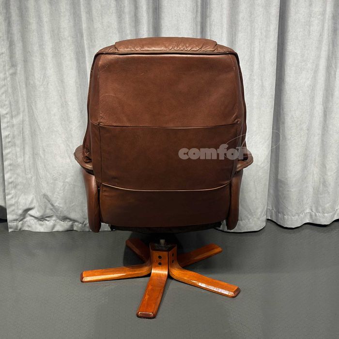 Коричневий шкіряний реклайнер/шкіряне крісло для відпочинку/ЛУЦЬК