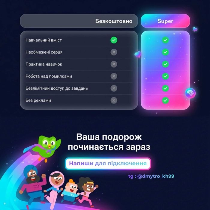Підписка Duolingo Super (12 місяців)