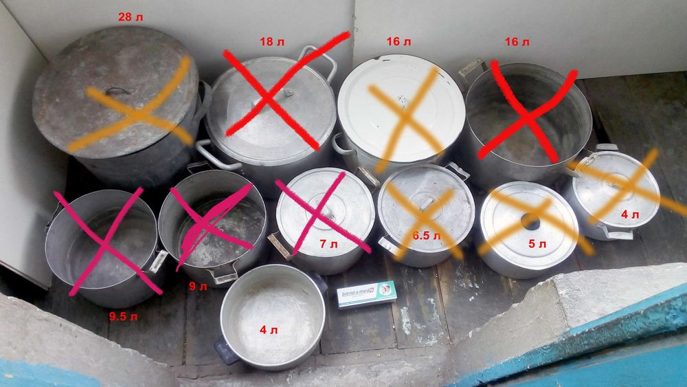 Кастрюля алюминиевая, кастрюля эмалированная, 16л бак оцинкованный 28л
