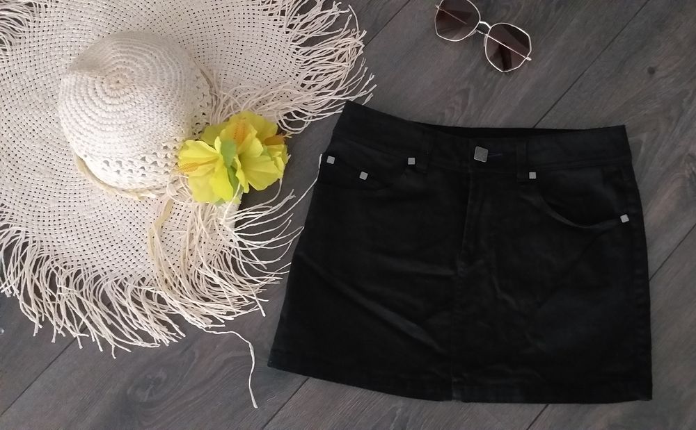 Spódniczka jeansowa dżinsowa czarna mini krótka S 36