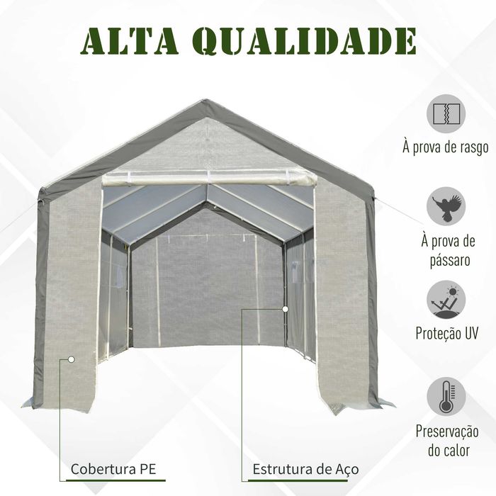 Estufa Alta de 6x3x2,8m com 2 Portas e 6 Janelas – Super Espaçosa!