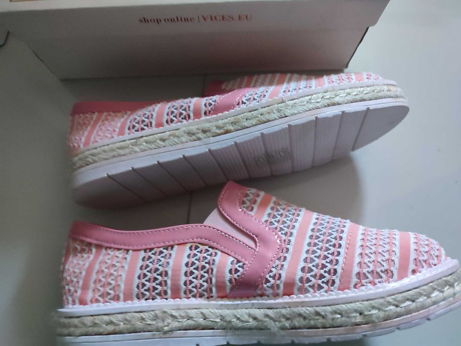 Buty Nowe damskie espadryle  różowe  rozmiar 38