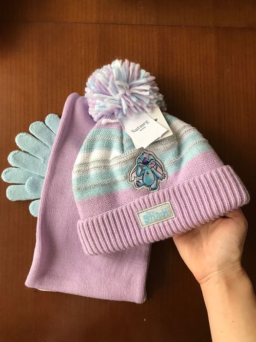Набір Stitch Disney шапка, шарф, рукавички зі Стіч