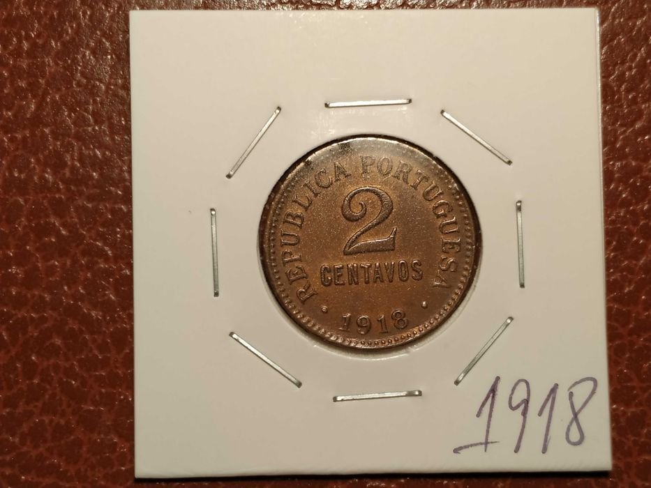 A827 moeda de 2 centavos de 1918 em bronze - Portugal