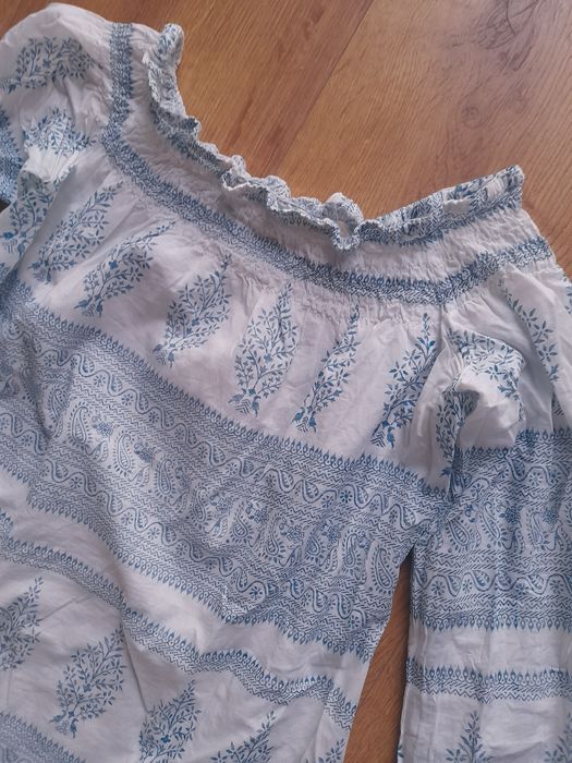 Tunika dekolt hiszpanka wzorzysta szersze rekawy rozm.M