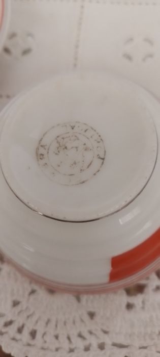 Chávena de café com pires em porcelana Coimbra 1° carimbo