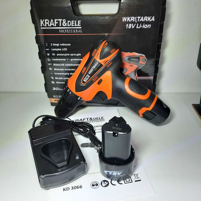 Wkrętarka wiertarka 18V Li-ion 2 x aku KD3066